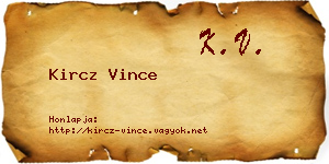 Kircz Vince névjegykártya